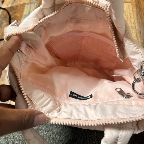 WESTBRONCO Quilted‎ Padded Shoulder Bag Blush Pink Crossbody Handbag Purse - Picture 6 of 6